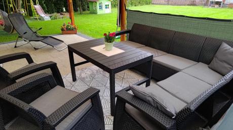 Zestaw dla 8 osób z narożnikiem, stołem podnoszonym i dwoma fotelami Relly VI grafit