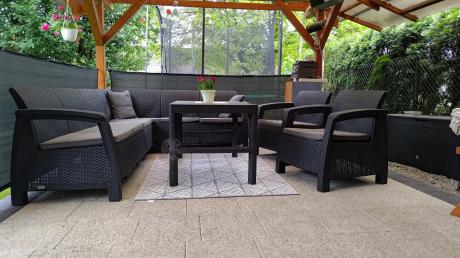 Zestaw dla 8 osób z narożnikiem, stołem podnoszonym i dwoma fotelami Relly VI grafit