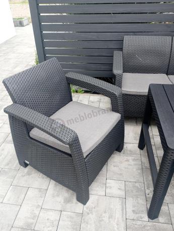 Zestaw dla 8 osób z narożnikiem, stołem podnoszonym i dwoma fotelami Relly VI grafit
