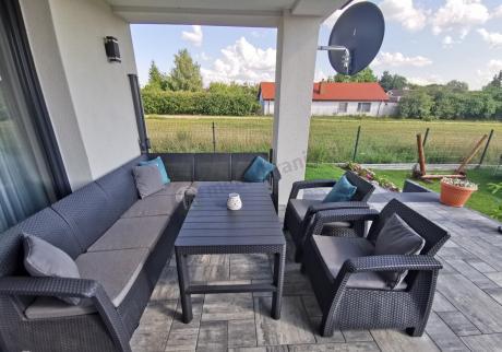 Zestaw dla 8 osób z narożnikiem, stołem podnoszonym i dwoma fotelami Relly VI grafit