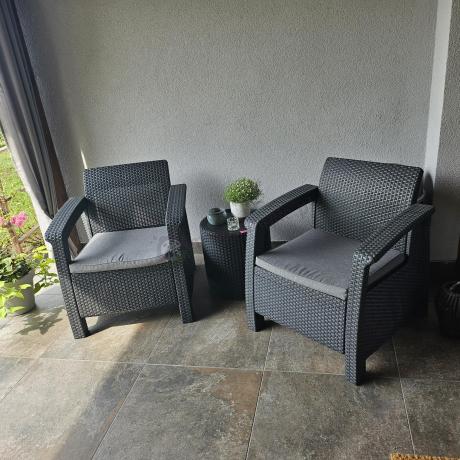 Zestaw dla 8 osób z narożnikiem, stołem podnoszonym i dwoma fotelami Relly VI grafit