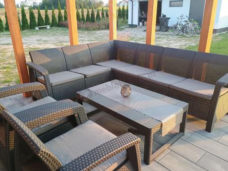 Zestaw dla 8 osób z narożnikiem, stołem podnoszonym i dwoma fotelami Relly VI grafit