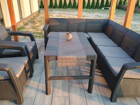 Zestaw dla 8 osób z narożnikiem, stołem podnoszonym i dwoma fotelami Relly VI grafit