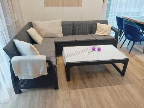 Zestaw dla 8 osób z narożnikiem, stołem podnoszonym i dwoma fotelami Relly VI grafit