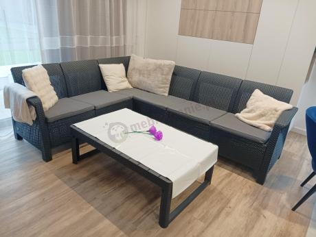 Zestaw dla 8 osób z narożnikiem, stołem podnoszonym i dwoma fotelami Relly VI grafit