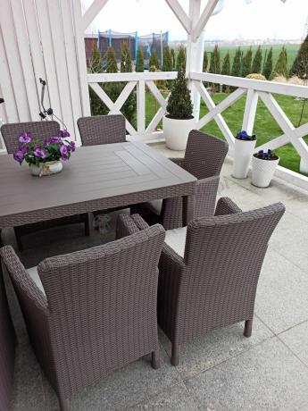 Zestaw do ogrodu 8 foteli + stół Meblobranie TG8 - cappuccino