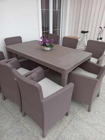 Zestaw do ogrodu 8 foteli + stół Meblobranie TG8 - cappuccino