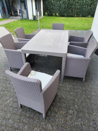 Zestaw do ogrodu 8 foteli + stół Meblobranie TG8 - cappuccino