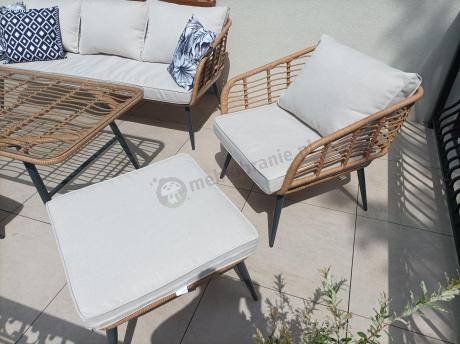 Zestaw kawowy rattanowy rope ze stolikiem Torgiano Dining naturalny