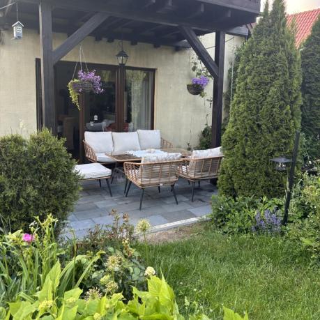 Zestaw kawowy rattanowy rope ze stolikiem Torgiano Dining naturalny