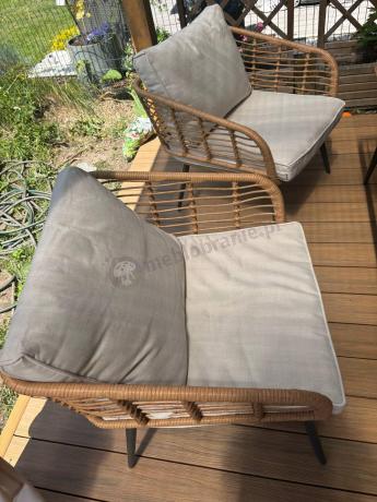 Zestaw kawowy rattanowy rope ze stolikiem Torgiano Dining naturalny