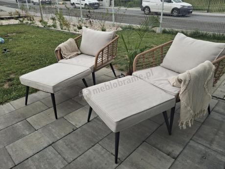 Zestaw kawowy rattanowy rope ze stolikiem Torgiano Dining naturalny