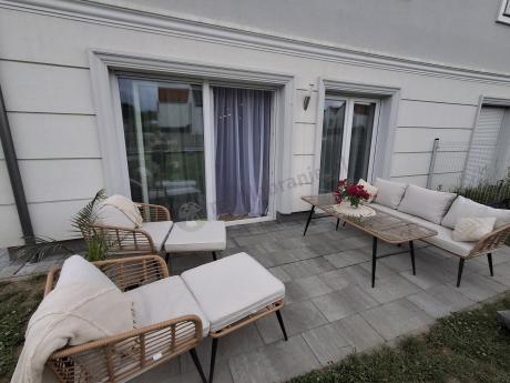 Zestaw kawowy rattanowy rope ze stolikiem Torgiano Dining naturalny