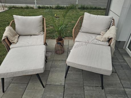 Zestaw kawowy rattanowy rope ze stolikiem Torgiano Dining naturalny