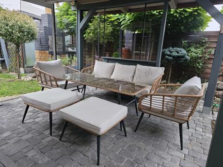 Zestaw kawowy rattanowy rope ze stolikiem Torgiano Dining naturalny