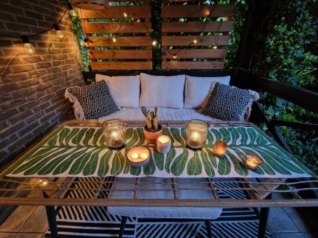 Zestaw kawowy rattanowy rope ze stolikiem Torgiano Dining naturalny