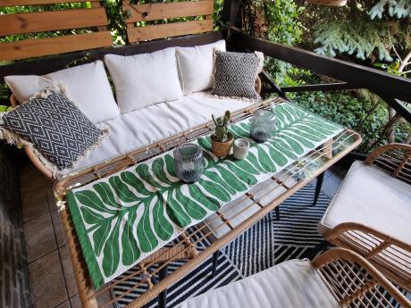 Zestaw kawowy rattanowy rope ze stolikiem Torgiano Dining naturalny