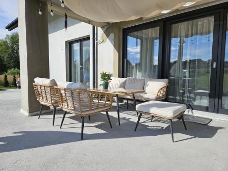 Zestaw kawowy rattanowy rope ze stolikiem Torgiano Dining naturalny