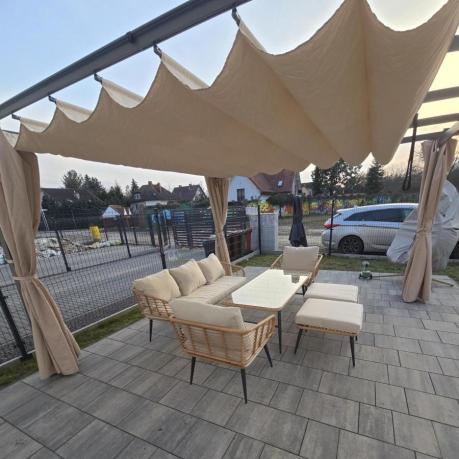 Zestaw kawowy rattanowy rope ze stolikiem Torgiano Dining naturalny