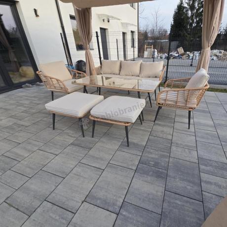 Zestaw kawowy rattanowy rope ze stolikiem Torgiano Dining naturalny