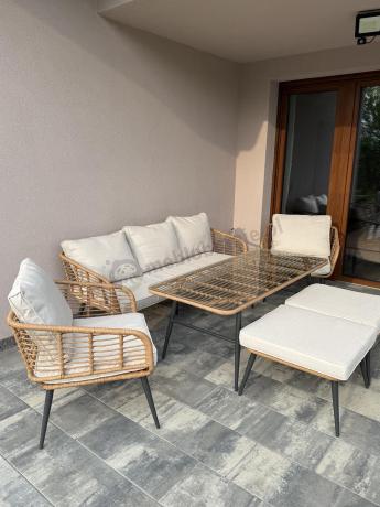 Zestaw kawowy rattanowy rope ze stolikiem Torgiano Dining naturalny