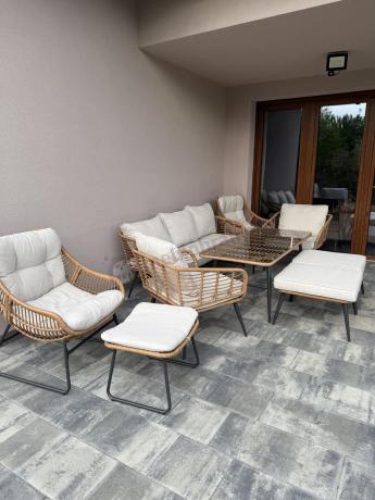 Zestaw kawowy rattanowy rope ze stolikiem Torgiano Dining naturalny