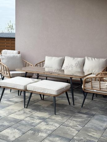 Zestaw kawowy rattanowy rope ze stolikiem Torgiano Dining naturalny