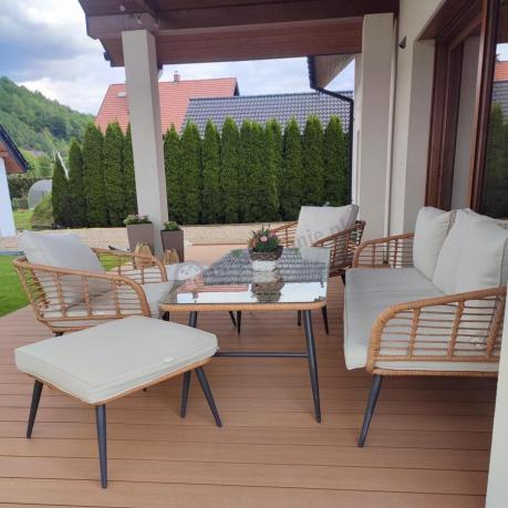 Zestaw kawowy rattanowy rope ze stolikiem Torgiano Dining naturalny