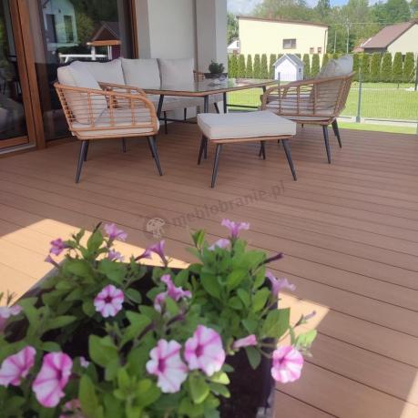 Zestaw kawowy rattanowy rope ze stolikiem Torgiano Dining naturalny