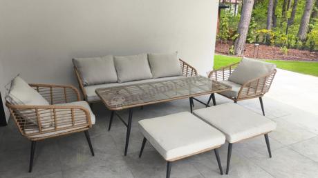 Zestaw kawowy rattanowy rope ze stolikiem Torgiano Dining naturalny