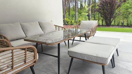 Zestaw kawowy rattanowy rope ze stolikiem Torgiano Dining naturalny