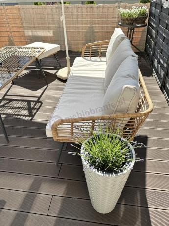 Zestaw kawowy rattanowy rope ze stolikiem Torgiano Dining naturalny