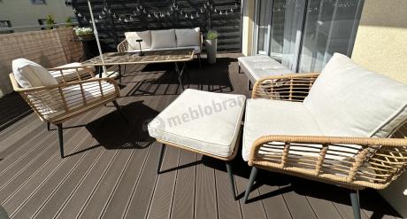 Zestaw kawowy rattanowy rope ze stolikiem Torgiano Dining naturalny