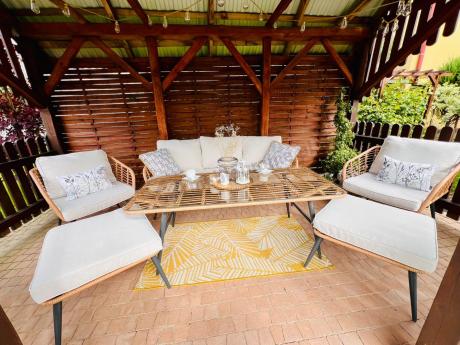 Zestaw kawowy rattanowy rope ze stolikiem Torgiano Dining naturalny