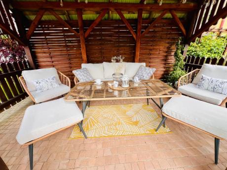 Zestaw kawowy rattanowy rope ze stolikiem Torgiano Dining naturalny