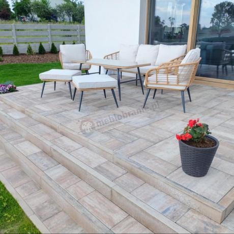 Zestaw kawowy rattanowy rope ze stolikiem Torgiano Dining naturalny