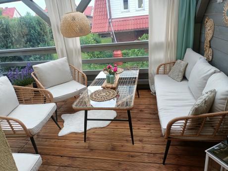 Zestaw kawowy rattanowy rope ze stolikiem Torgiano Dining naturalny