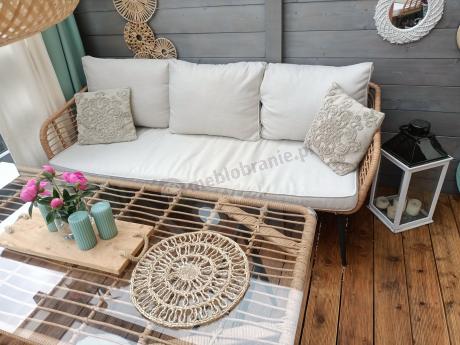 Zestaw kawowy rattanowy rope ze stolikiem Torgiano Dining naturalny