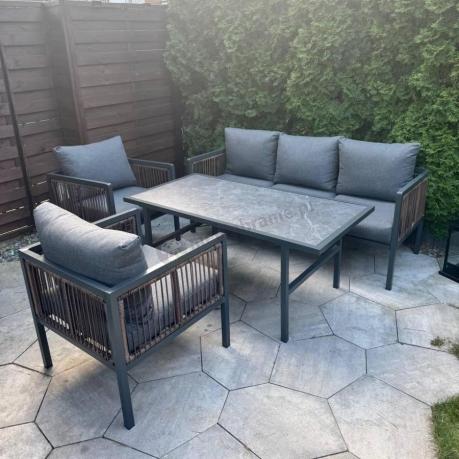 Zestaw mebli dla 5 osób w stylu loftowym na taras Safira Antracite
