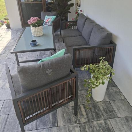 Zestaw mebli dla 5 osób w stylu loftowym na taras Safira Antracite