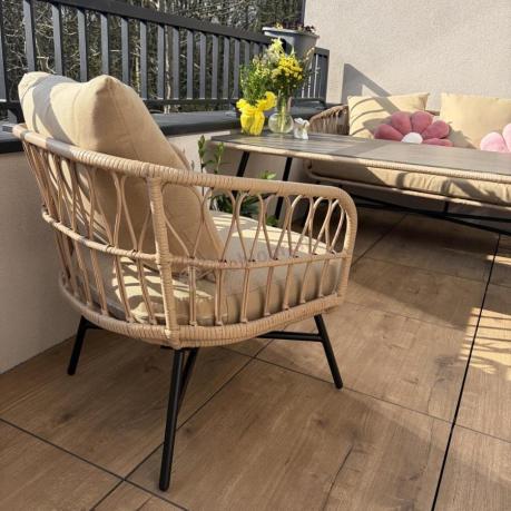Zestaw mebli kawowych na taras Mirello rope style Beige