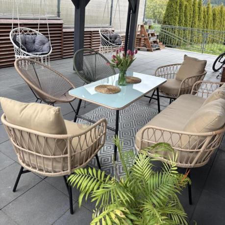 Zestaw mebli kawowych na taras Mirello rope style Beige