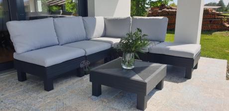 Zestaw mebli modułowych na taras dla 5 osób Elements grafit