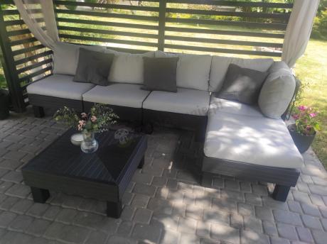 Zestaw mebli modułowych na taras dla 5 osób Elements grafit