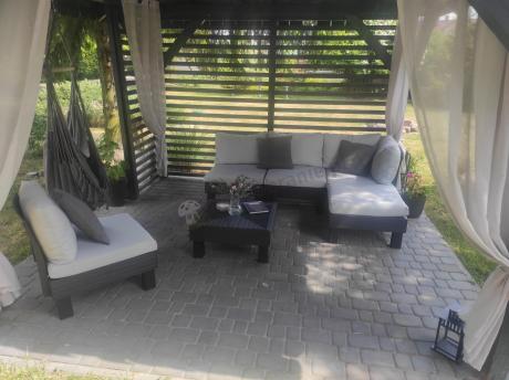 Zestaw mebli modułowych na taras dla 5 osób Elements grafit