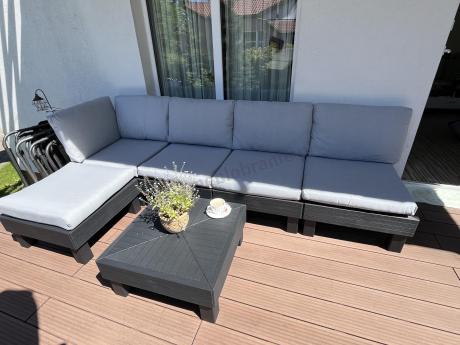 Zestaw mebli modułowych na taras dla 5 osób Elements grafit