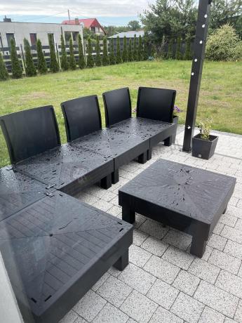 Zestaw mebli modułowych na taras dla 5 osób Elements grafit