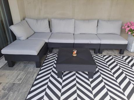 Zestaw mebli modułowych na taras dla 5 osób Elements grafit