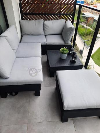 Zestaw mebli modułowych na taras dla 5 osób Elements grafit