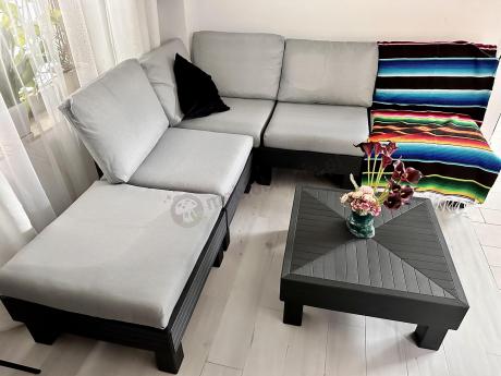 Zestaw mebli modułowych na taras dla 5 osób Elements grafit